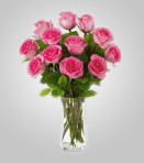 EDH790 – 12 Pink Roses in Vase
